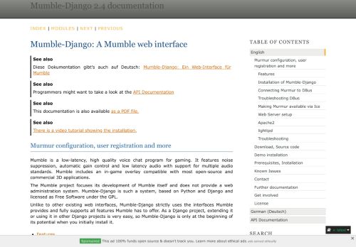 
                            6. Mumble-Django: A Mumble web interface — Mumble-Django 2.4 ...