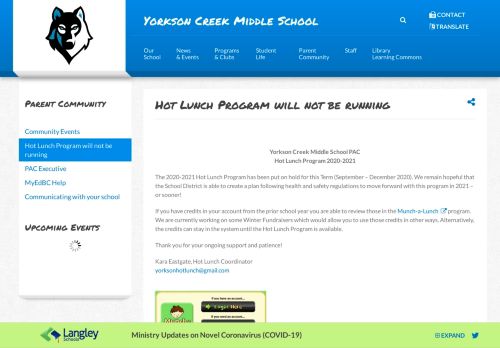 
                            12. Munch a Lunch - Yorkson Creek Middle School