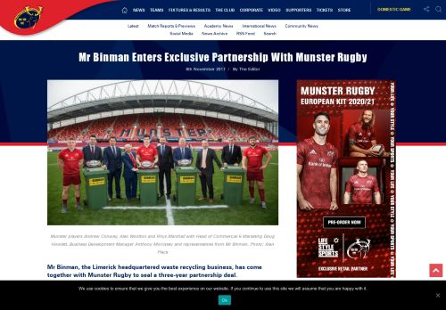 
                            8. Munster Rugby | Mr Binman Enters Exclusive Partnership With ...