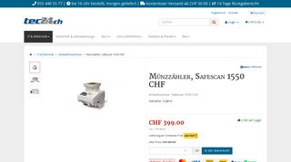 
                            12. Münzzähler, Safescan 1550 CHF, CHF 399.00 - tec24.ch