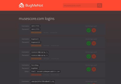 
                            4. musescore.com passwords - BugMeNot