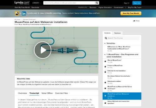 
                            12. MusexPress auf dem Webserver installieren - Lynda.com