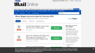 
                            10. Music Magpie promo code - 10% OFF in February - Daily Mail