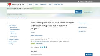 
                            12. Music Therapy in the NICU: Is there Evidence to support Integration for ...