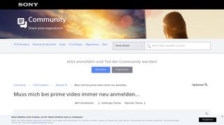 
                            1. Muss mich bei prime video immer neu anmelden... - Sony