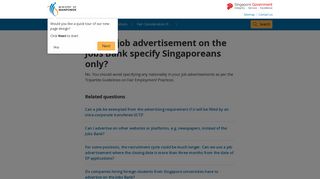 
                            12. Must a job advertisement on the Jobs Bank specify Singaporeans ...