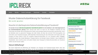 
                            10. Muster Datenschutzerklärung für Facebook - IPCL Rieck und Partner ...