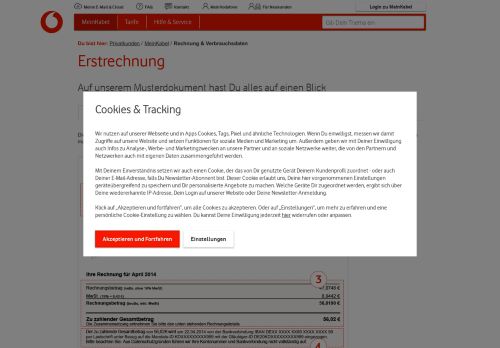 
                            11. Muster Erstrechnung - Vodafone Kabel Deutschland Kundenportal