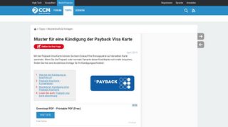 
                            12. Muster für eine Kündigung der Payback Visa Karte