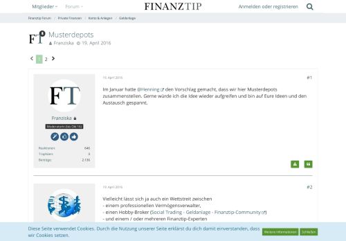 
                            9. Musterdepots - Geldanlage - Finanztip Community