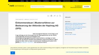 
                            12. Musterverfahren zur Besteuerung der Aktionäre der Hapimag AG