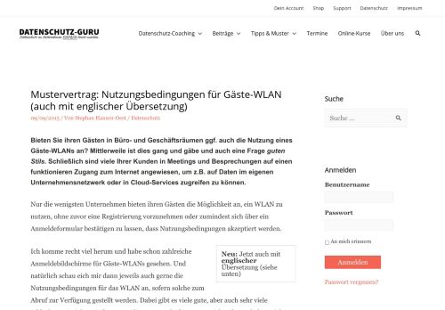 
                            2. Mustervertrag: Nutzungsbedingungen für Gäste-WLAN (auch mit ...