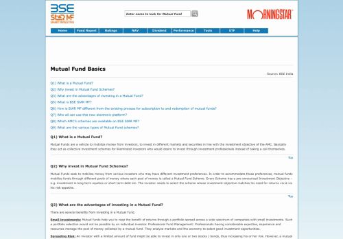 
                            8. Mutual Fund Basics | BSE Morningstar Website