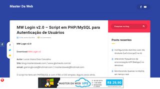 
                            5. MW Login v2.0 – Script em PHP/MySQL para Autenticação de ...