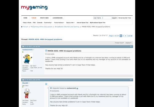 
                            11. MWEB ADSL 4MB Uncapped problems - MyGaming Forum