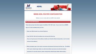 
                            3. MWEB ADSL Router Config