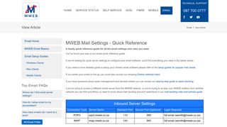 
                            3. MWEB Mail Settings - Quick Reference > MWEB Help > View Article
