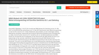 
                            5. MWG-Biotech AG (ISIN: DE0007300105) plant Beherrschungsvertrag ...