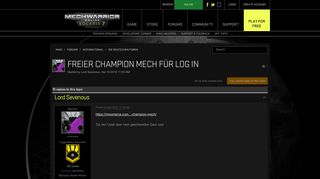 
                            2. MWO: Forums - Freier Champion Mech Für Log In