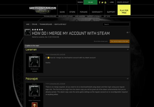 
                            1. MWO: Forums - How Do I Merge My Account With Steam - MechWarrior ...