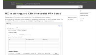 
                            11. MX to Watchguard XTM Site-to-site VPN Setup - Cisco Meraki