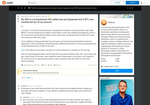 
                            8. My 2FA on my blockchain.info wallet was just bypassed and 2 BTC ...