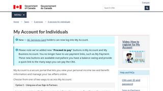 
                            4. My Account for Individuals - Canada.ca - Government of Canada