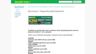 
                            13. My Account - Frequently Asked Questions - Bet365 help ? - Google Sites