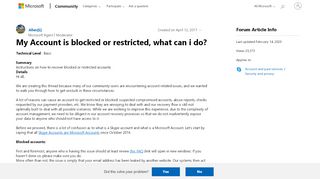 
                            4. My Account is blocked or restricted, what can i do? - Microsoft ...