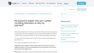 
                            4. My account is locked. How can I update my billing information or retry ...
