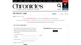 
                            9. My Account - Login | Chronicles Magazine