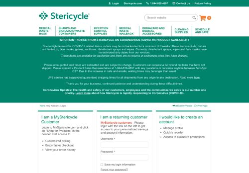 
                            2. My Account - Login | Stericycle