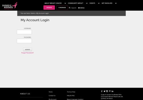 
                            10. My Account Login | Susan G Komen Southwest Ohio®