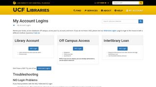 
                            9. My Account Logins - UCF Libraries