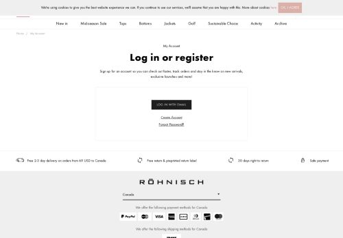 
                            9. My Account Page - Login - Röhnisch Sportswear Official Online Store