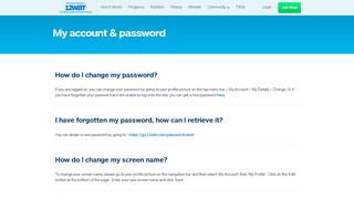 
                            9. My account & password FAQs - 12wbt.com