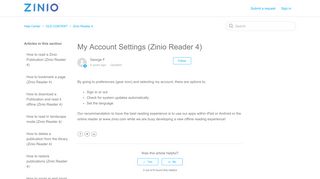 
                            6. My Account Settings (Zinio Reader 4) – Help Center