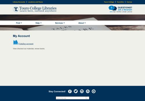 
                            12. My Account | Touro College Libraries
