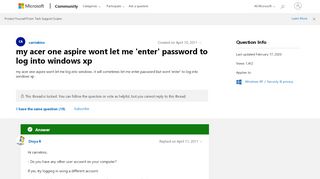 
                            7. my acer one aspire wont let me 'enter' password to log into ...