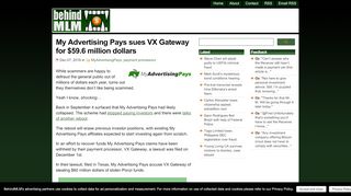 
                            6. My Advertising Pays sues VX Gateway for $59.6 million dollars