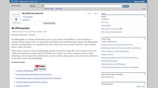 
                            2. My Bibliography - My NCBI Help - NCBI Bookshelf