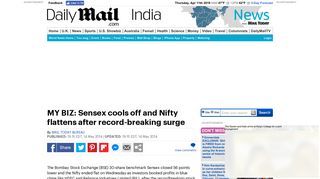
                            12. MY BIZ: Sensex cools off and Nifty flattens after record ... - Daily Mail