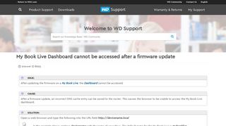 
                            6. My Book Live Dashboard cannot be accessed after a firmware update ...