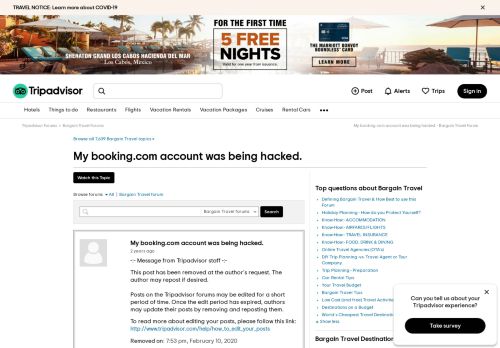 
                            5. My booking.com account was being hacked. - Bargain Travel Forum ...