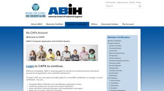 
                            12. My CAPS Account Login | American Board of Industrial Hygiene