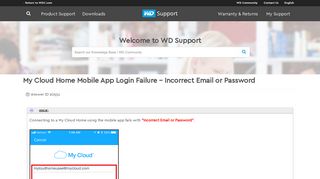 
                            9. My Cloud Home Mobile App Login Failure - Incorrect Email or ...