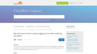 
                            1. My cPanel won't load or keeps logging me out ... - Cloudflare Support
