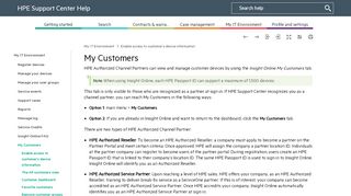 
                            11. My Customers - HPE Support Center
