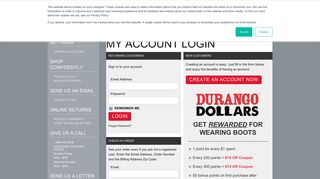 
                            1. My Durango Boots Account Login