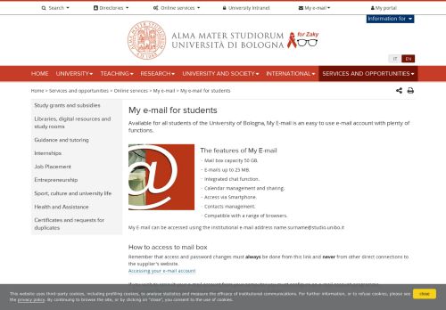 
                            5. My e-mail for students — University of Bologna